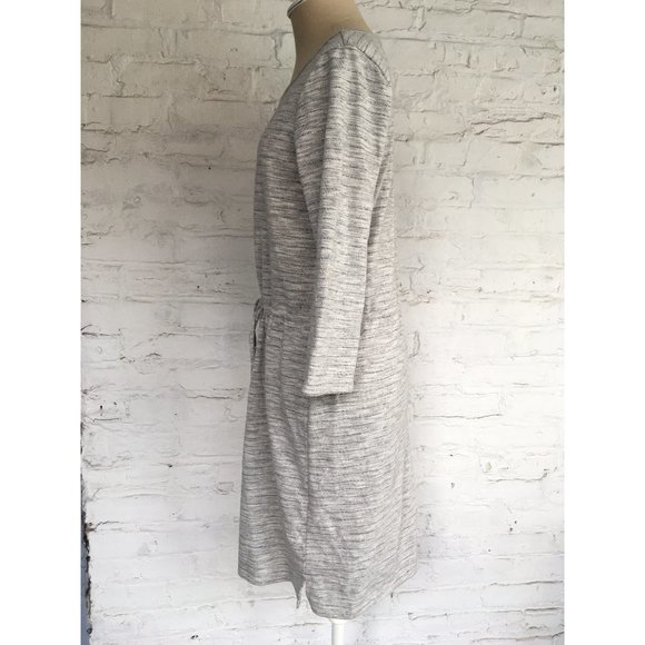 Long sleeve dress heather gray knit drawstring tie WHBM Small sweater dress - Picture 3 of 10